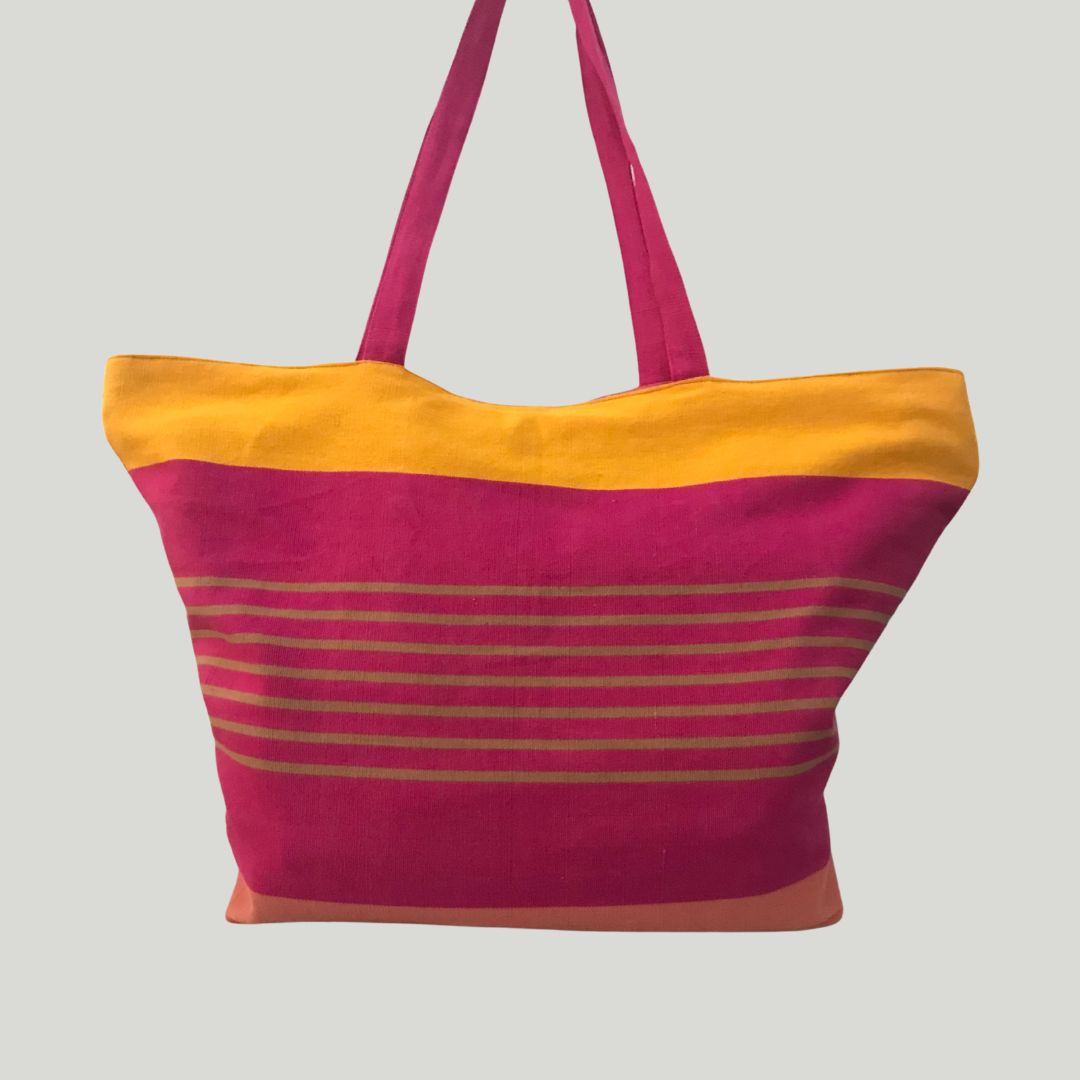 Beach bag -  Pink & yellow stripes
