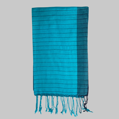 Shawl - Blue with Black ribs