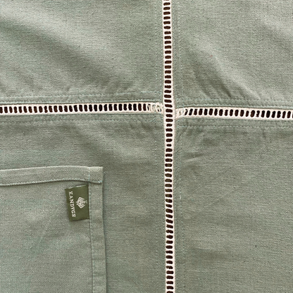 Rectangular Table Cloth - Mint Green with Lace (6 seater - 54" X 90")