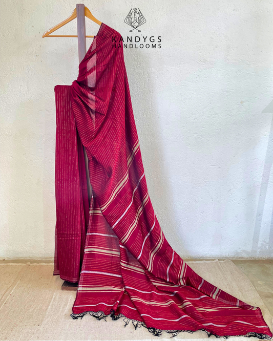 Saree  Bamboo Red with Gold Threads