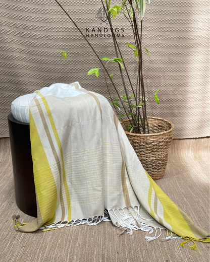 Throw-  Yellow & White Stripes With Ribbed