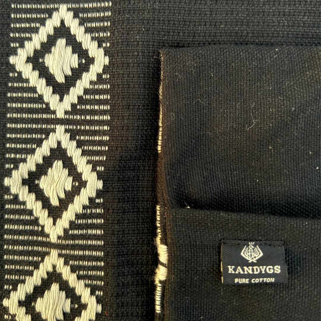 Dumbara Cushion Cover - Black & White 4 Diamond stripes(16" X 16")
