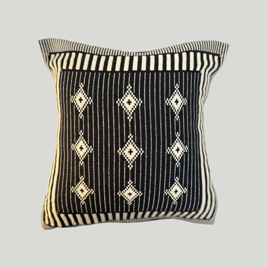 Dumbara Cushion Cover - Black & White 9 Diamonds (16" X 16")