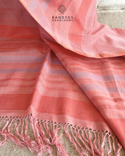 Saree Bamboo - Pink with coral pink and lavender striped