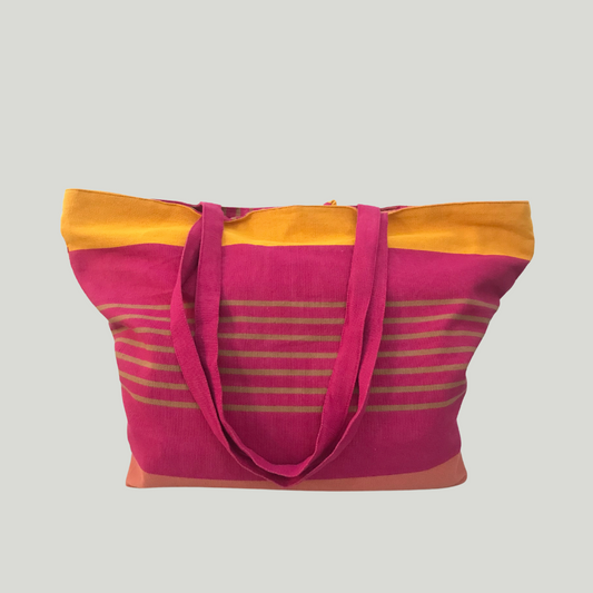 Beach bag -  Pink & yellow stripes