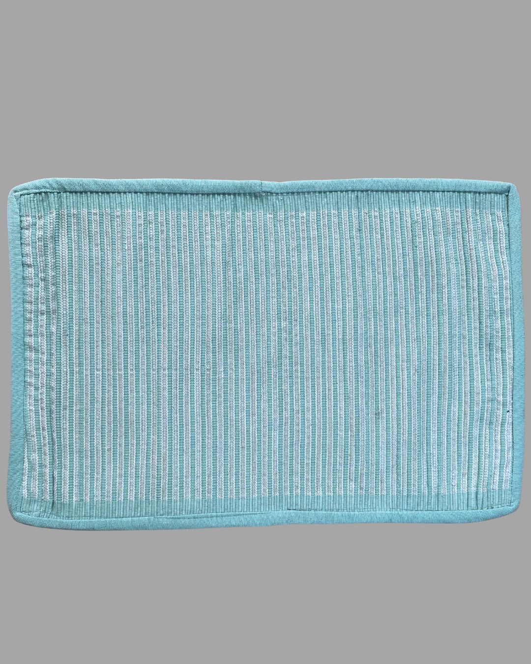 Table Mat -Dusty Blue & White With Piping