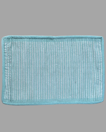 Table Mat -Dusty Blue & White With Piping