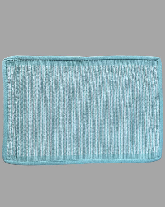 Table Mat -Dusty Blue & White With Piping