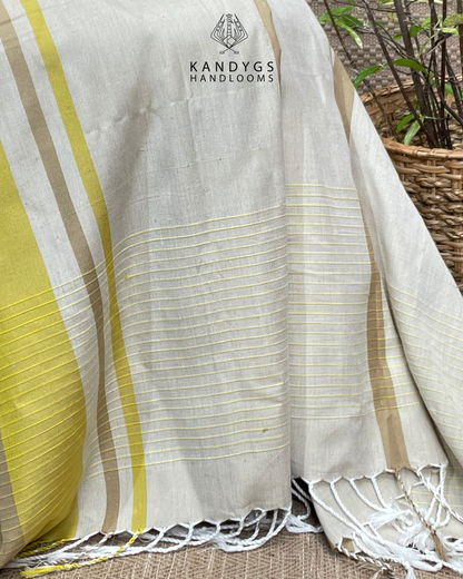 Throw-  Yellow & White Stripes With Ribbed