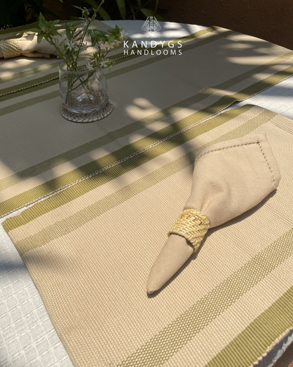 Table mats Olive Green With Off White