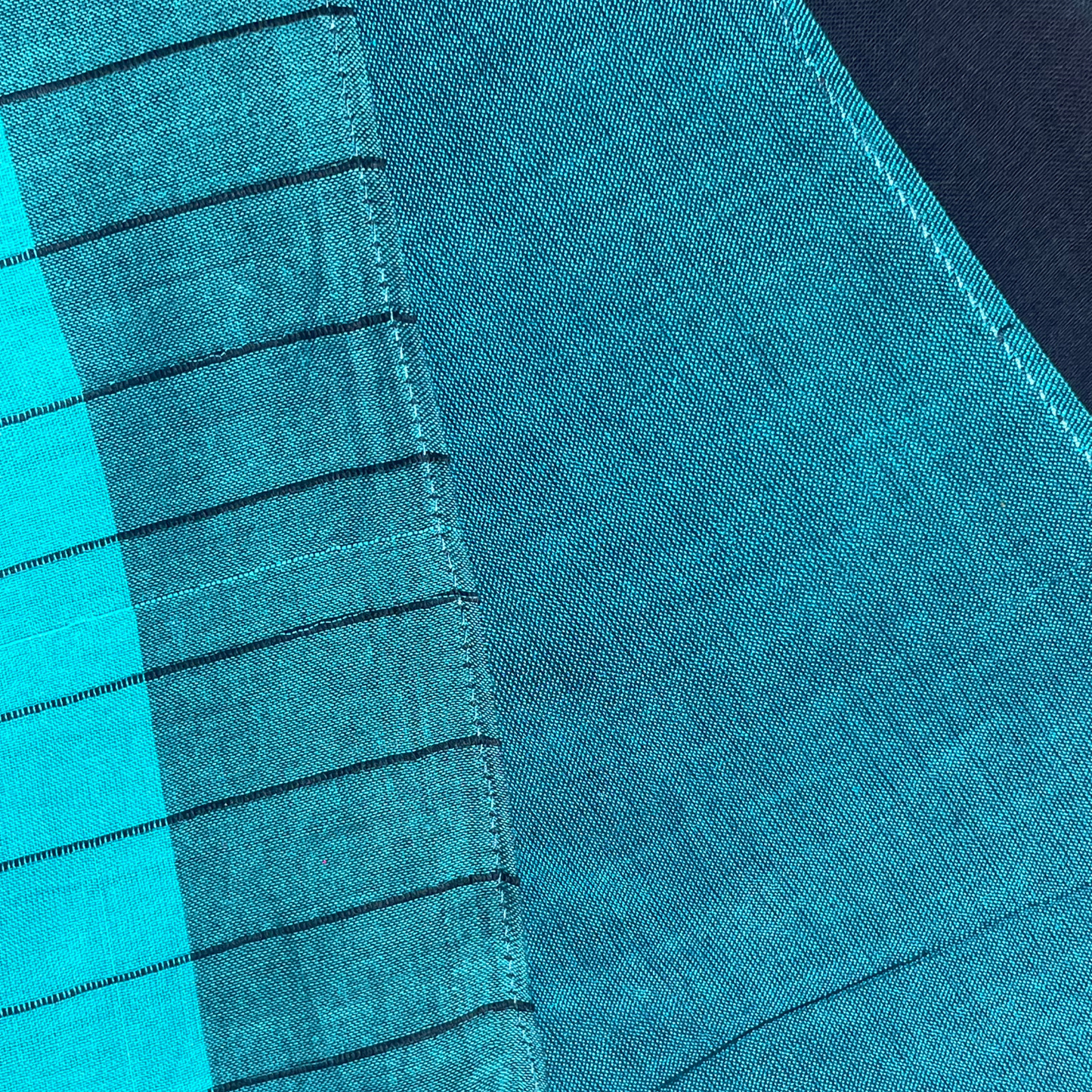 Shawl - Blue with Black ribs
