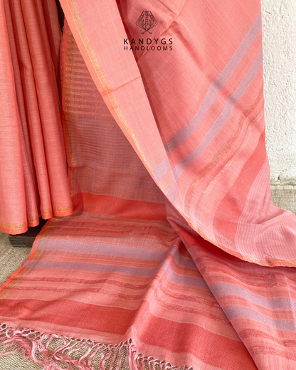 Saree Bamboo - Pink with coral pink and lavender striped