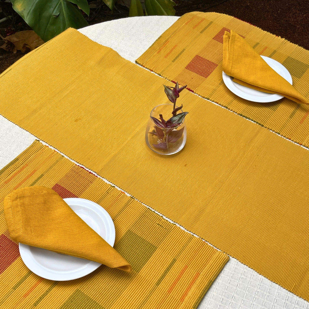 Table Mat - Yellow With Red & Green (Checks)