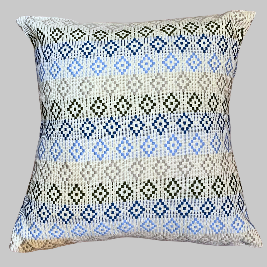 Dumbara Diamond Weave Cushion Cover – Blue/Green/Grey (18" X 18")