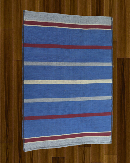 Rug - Blue, Marron & White Stripes