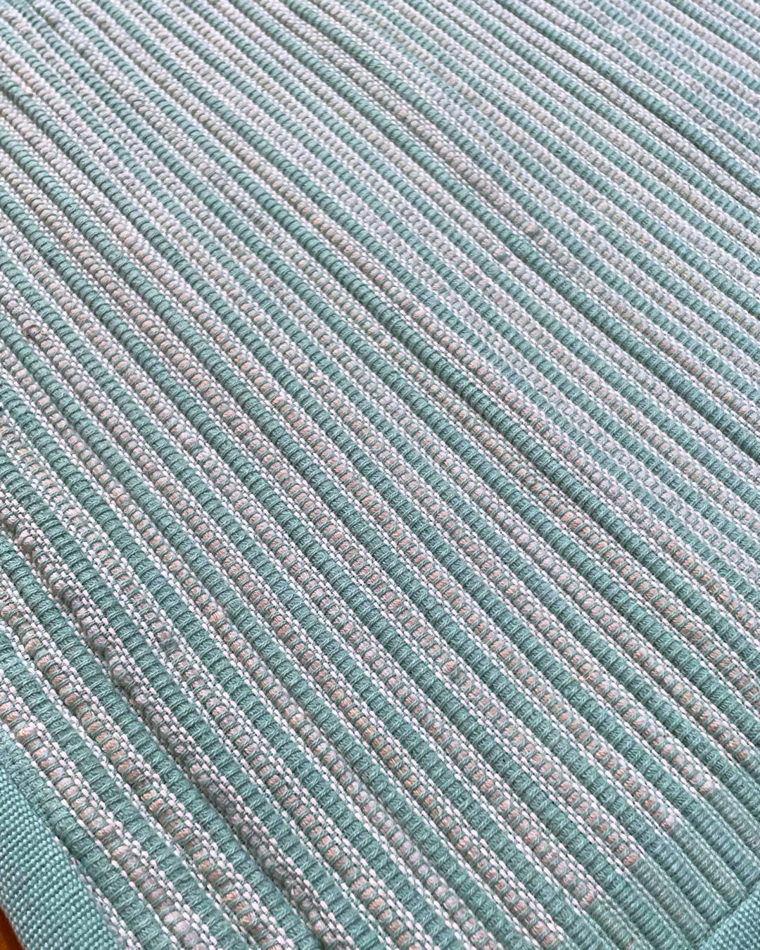 Table Mat -Dusty Blue & White With Piping