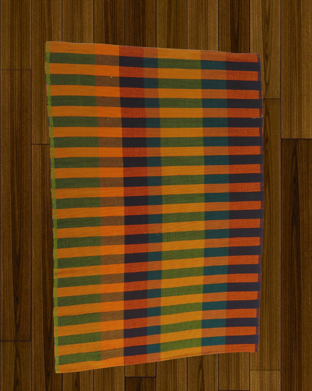 Rug - Burnt Orange,Teal, & Charcoal Stripes
