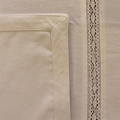 Rectangular Table Cloth - Pure white with Lace (8 seater - 60" X 120")