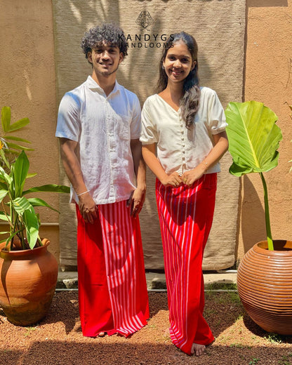 Red Sarong with White Stripes