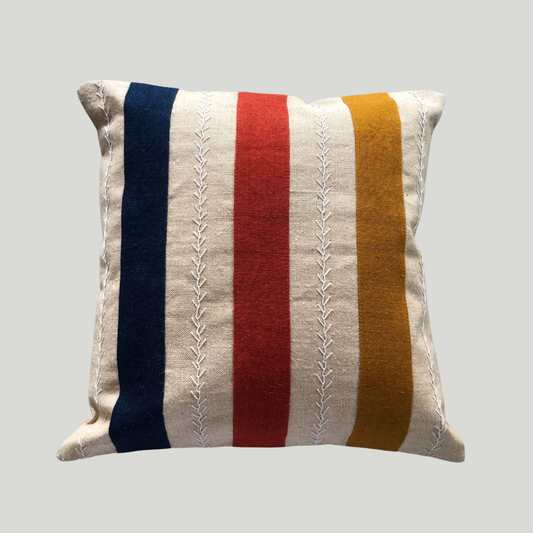 Jute Cushion Cover (16 x 16) - 3 Stripes