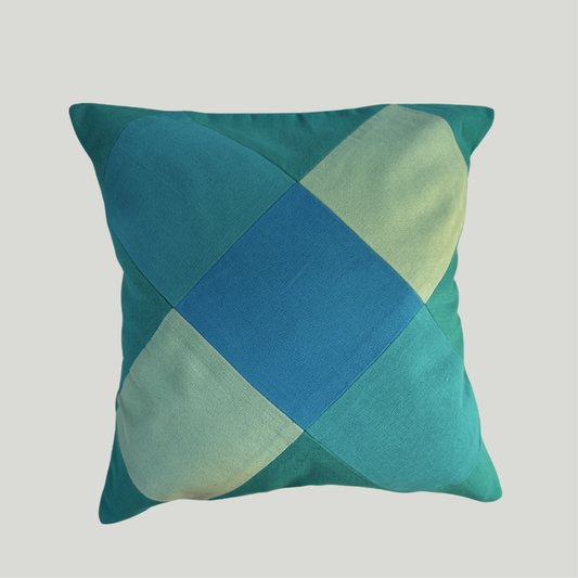 Patchwork Cushion Cover (16 x 16)  - Blue shades