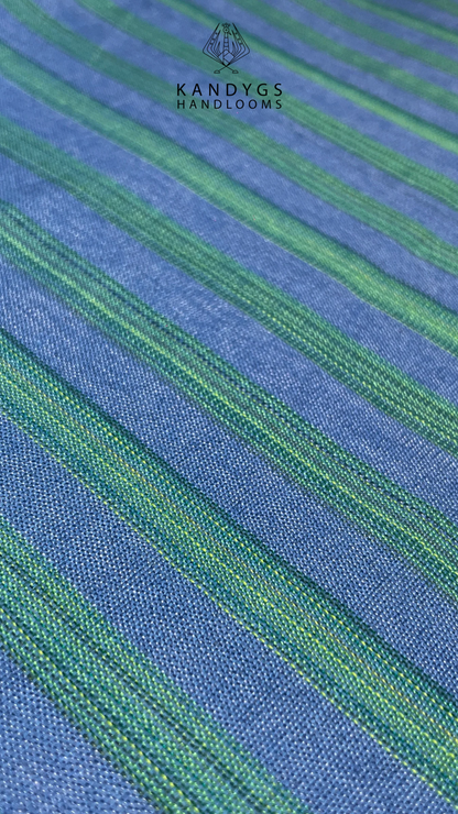 Cotton Bed Sheet 100 X 100 - Blue & Green Stripes