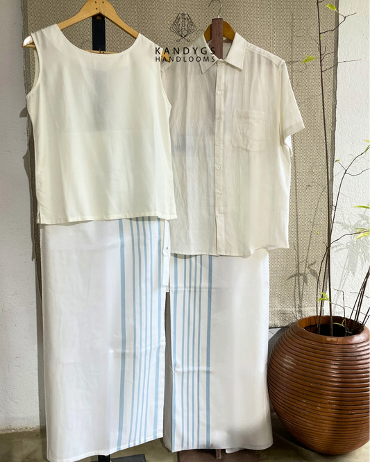 Sarong - Off White with Blue stripes