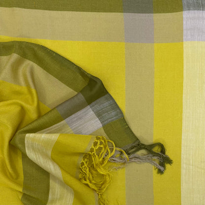 Saree - Olive green & Yellow