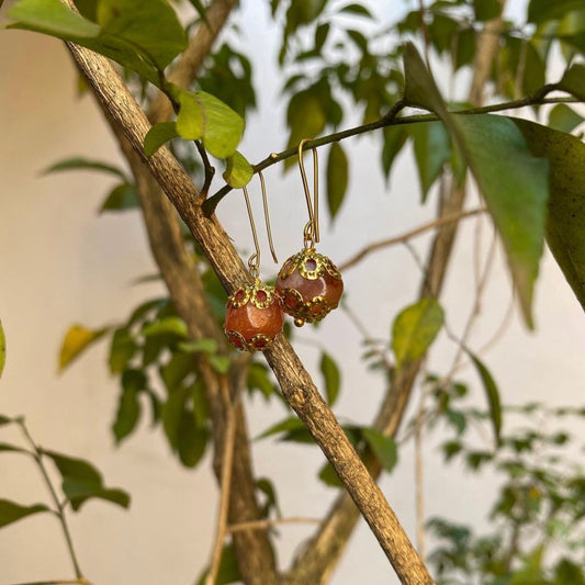 Earring - Large orange pearl