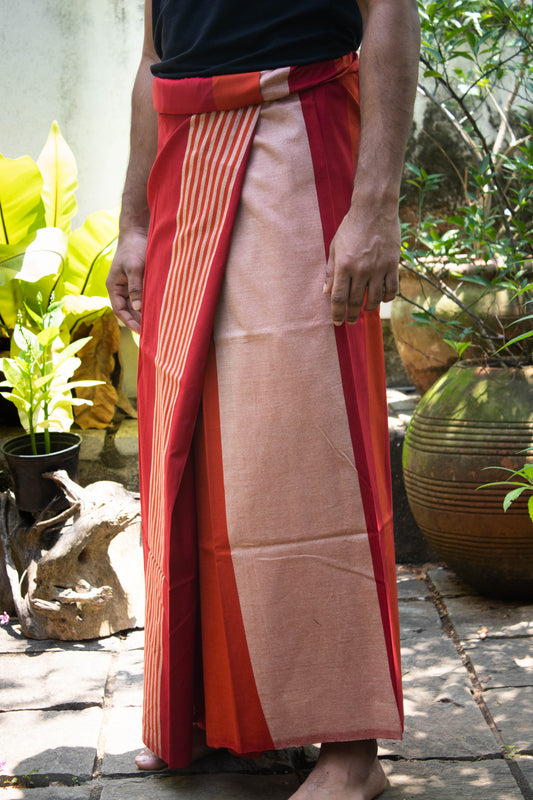 Sarong - Red Rust Sunset Stripe