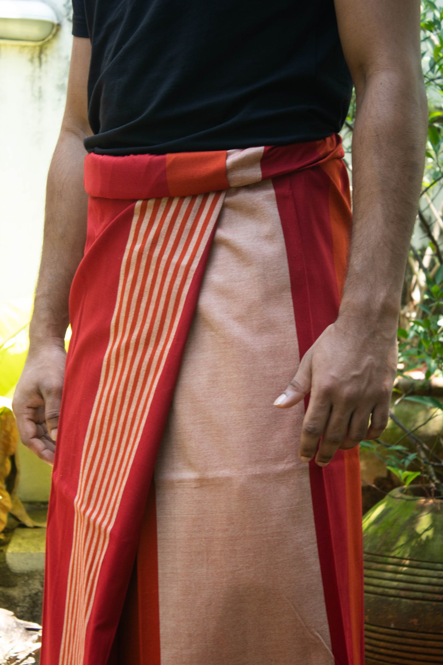 Sarong - Red Rust Sunset Stripe
