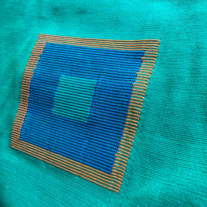 Fabric - Turquoise Green with Blue Squares (Malbana) MB