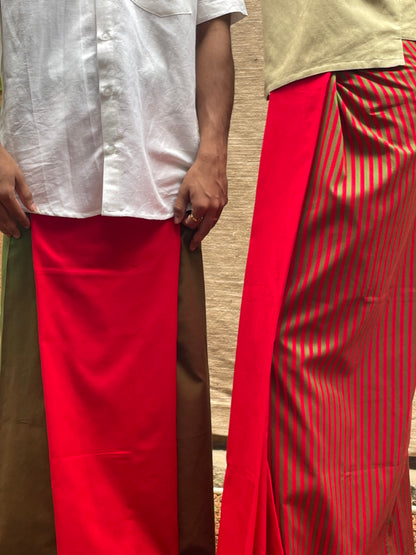 Red Sarong with Green Stripes
