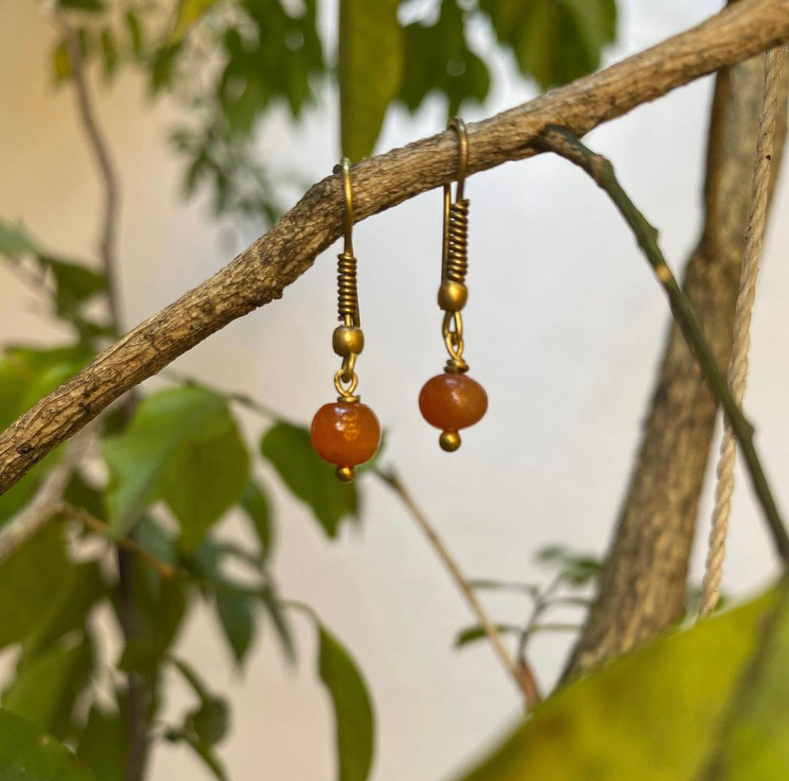 Earring - Orange pearl