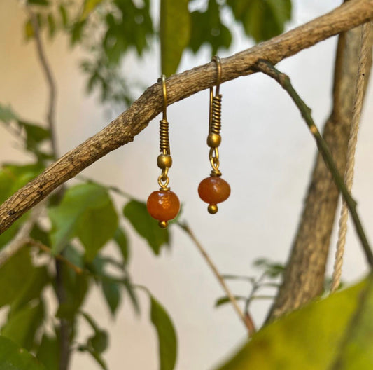 Earring - Orange pearl