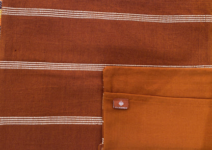 Cushion Cover - Burnt Orange & White Ribs (16" X 16")