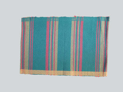 Table Mats + Serviettes (Set of 4)  Green & Red Strips