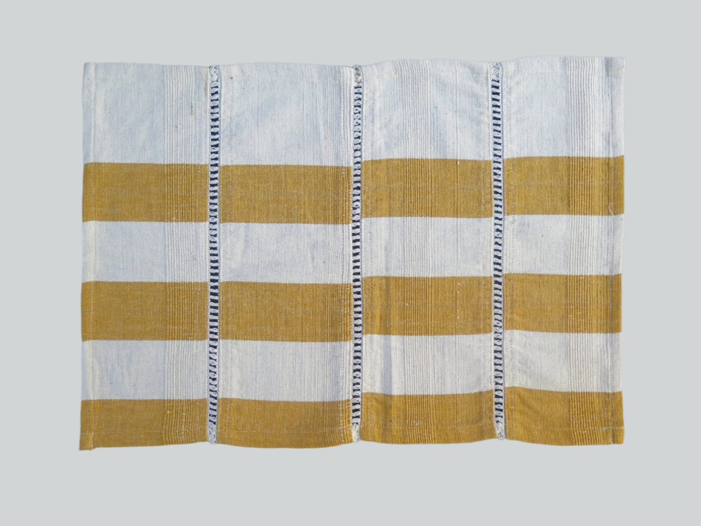 Table Mats + Serviettes (Set of 4) White  Yellow Ocher