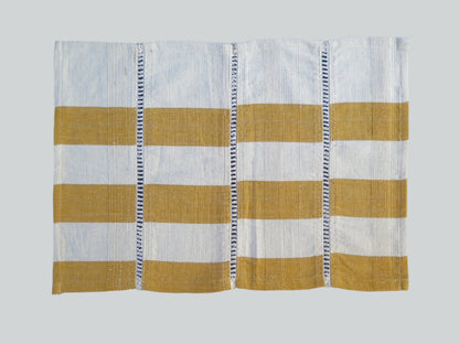 Table Mats + Serviettes (Set of 4) White  Yellow Ocher