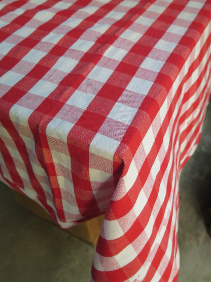 Rectangular Table Cloth - Red & White Check  (8 seater - 60" X 120")