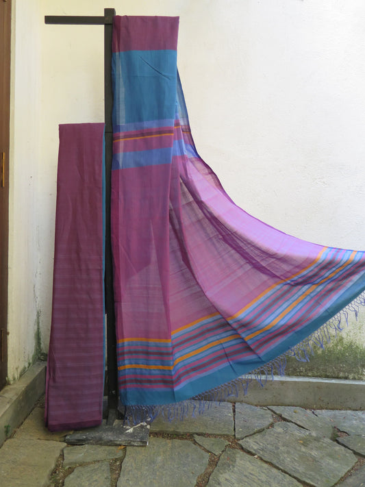 Saree - Blue & Purple Striped