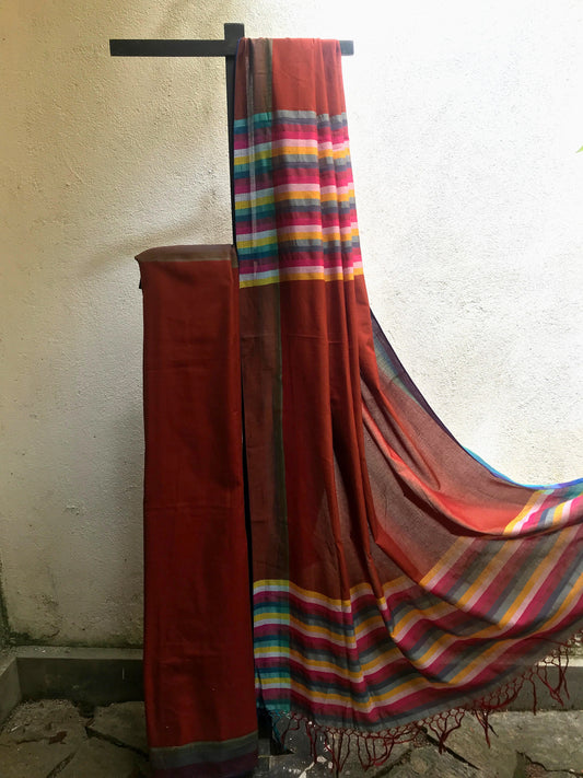 Saree - Burnt & Multicolor