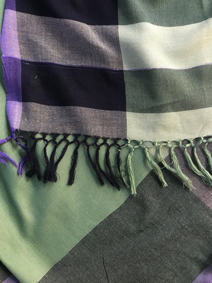 Saree - Gray Green Striped