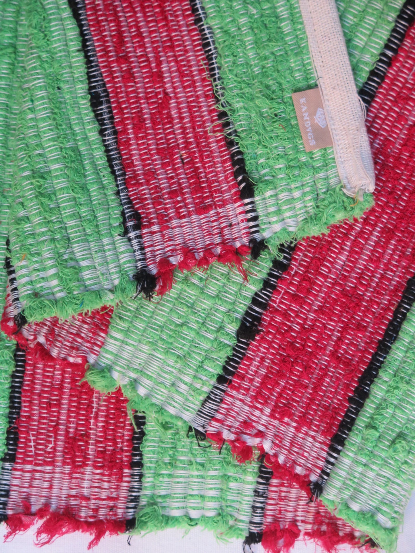 Floor rug - Green & Red Stripes