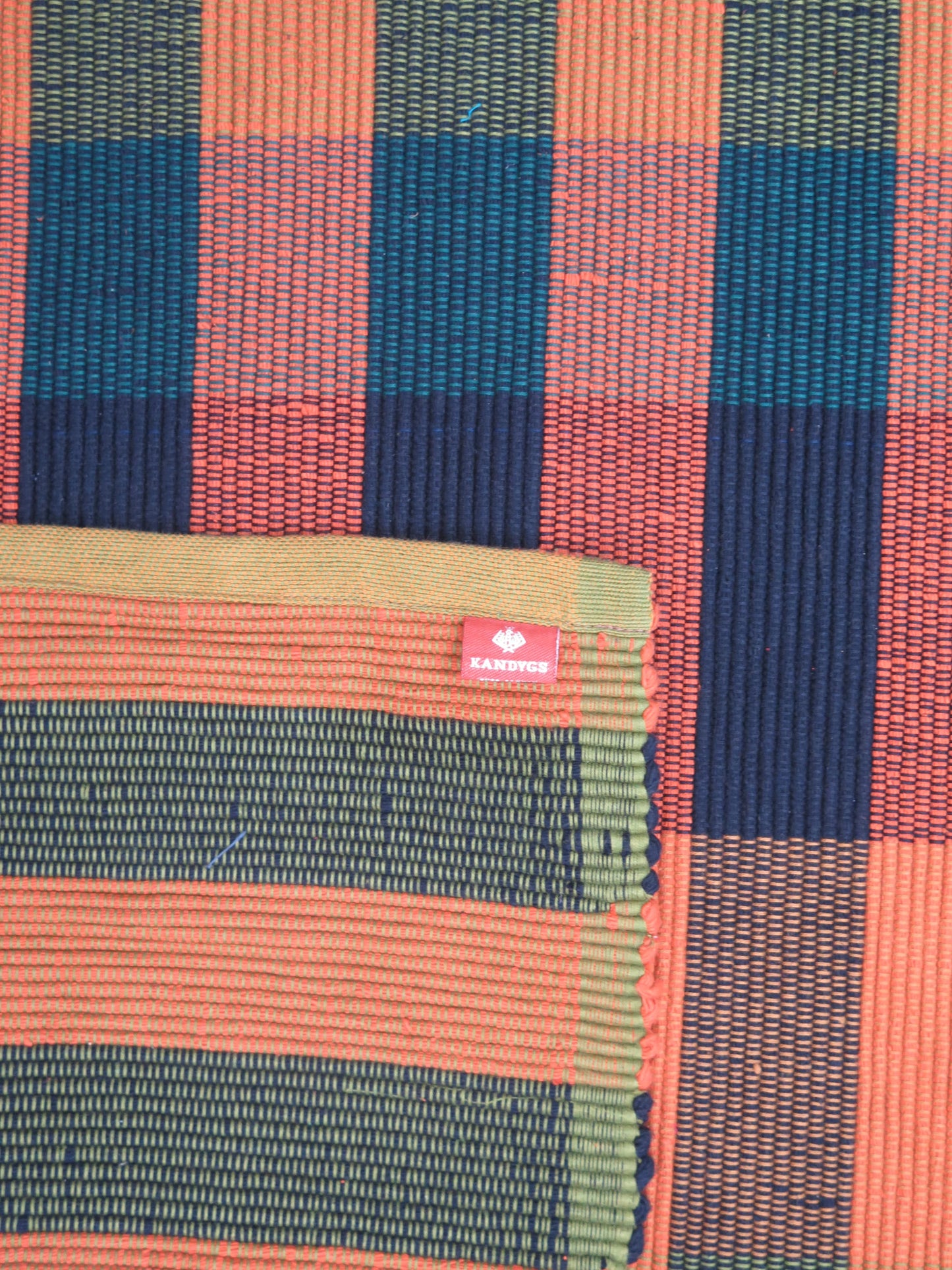 Rug - Burnt Orange,Teal, & Charcoal Stripes