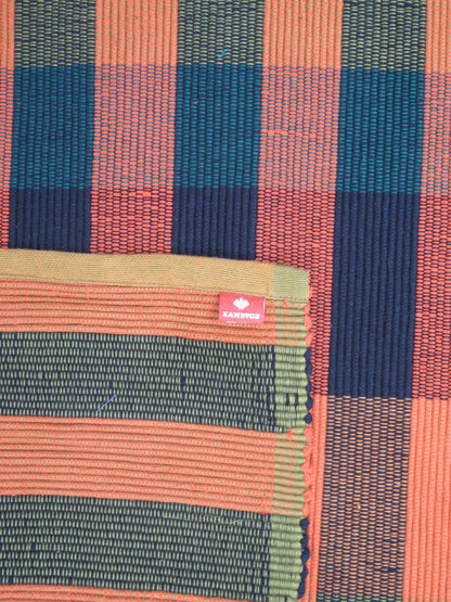 Rug - Burnt Orange,Teal, & Charcoal Stripes