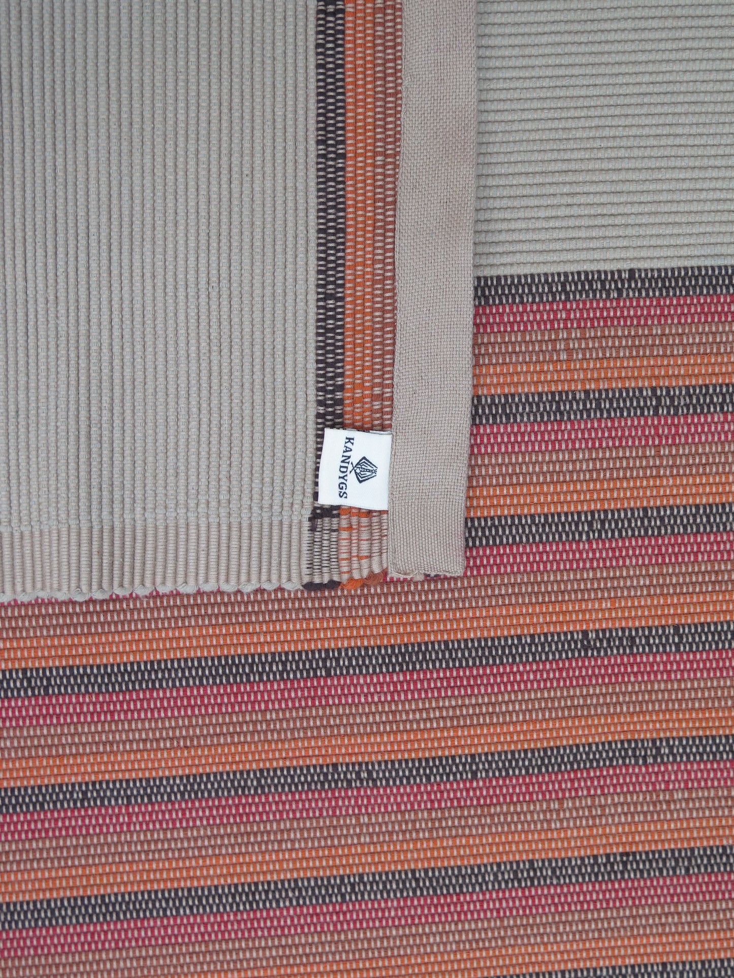 Rug -Burnt Orange & Red,Black Stripes