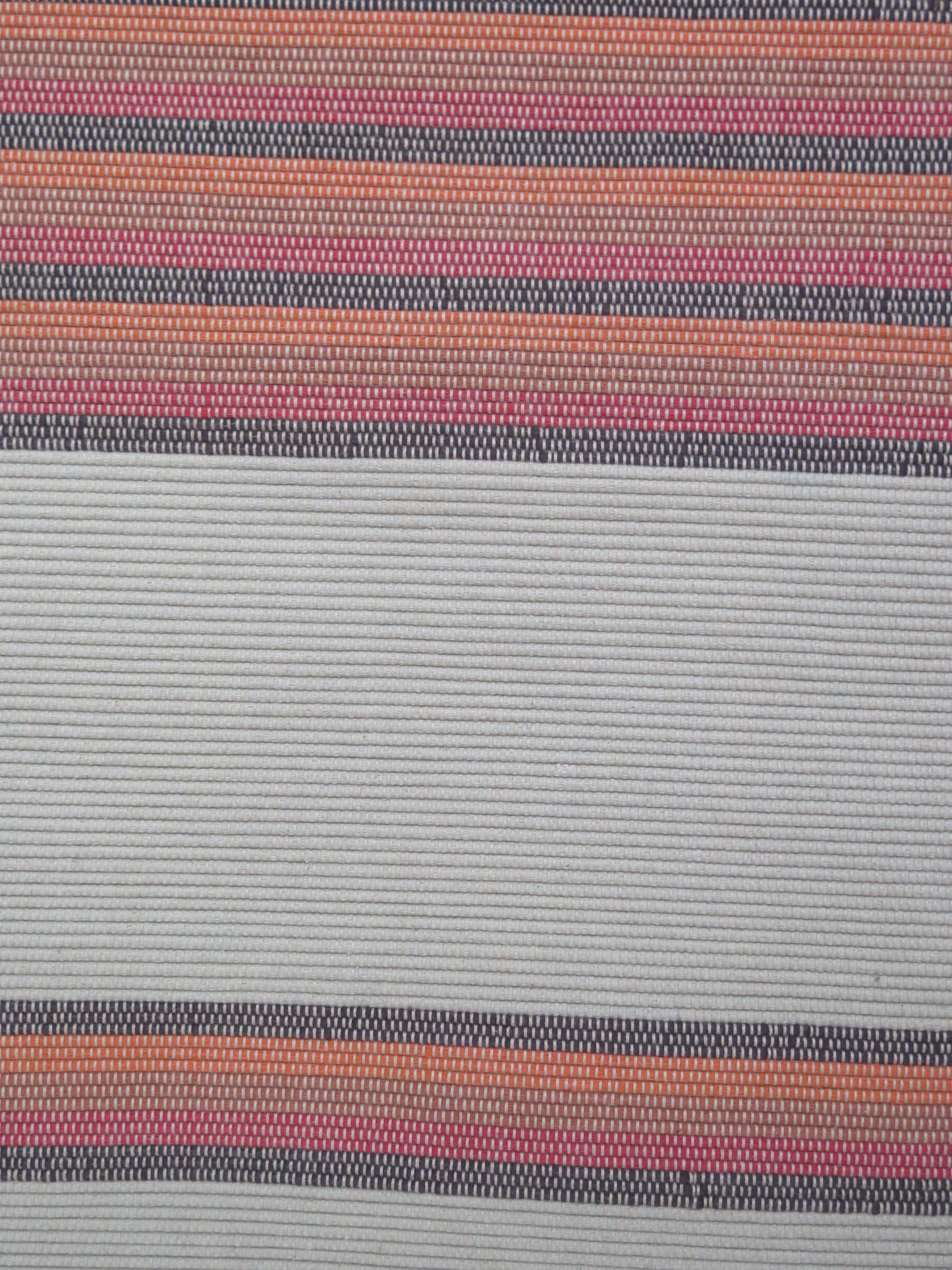 Rug -Burnt Orange & Red,Black Stripes
