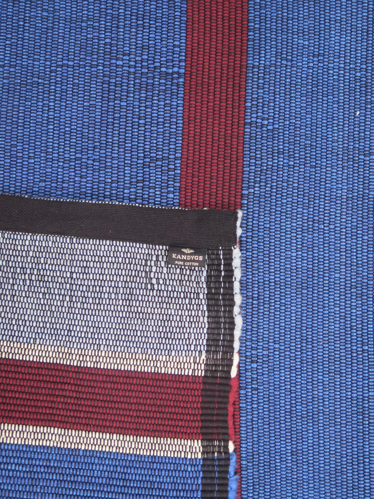 Rug - Blue, Marron & White Stripes