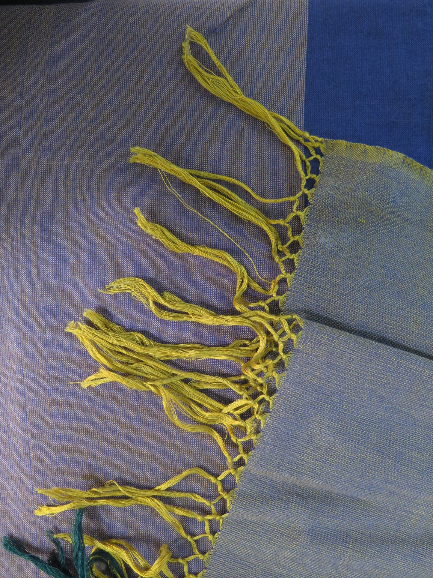 Saree - Yelow & Blue Striped